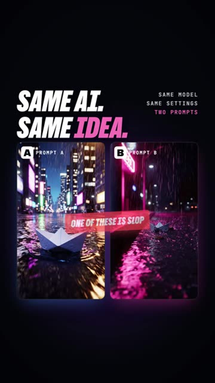 Cover of the reel “Directed, not generated: same idea, two prompts”